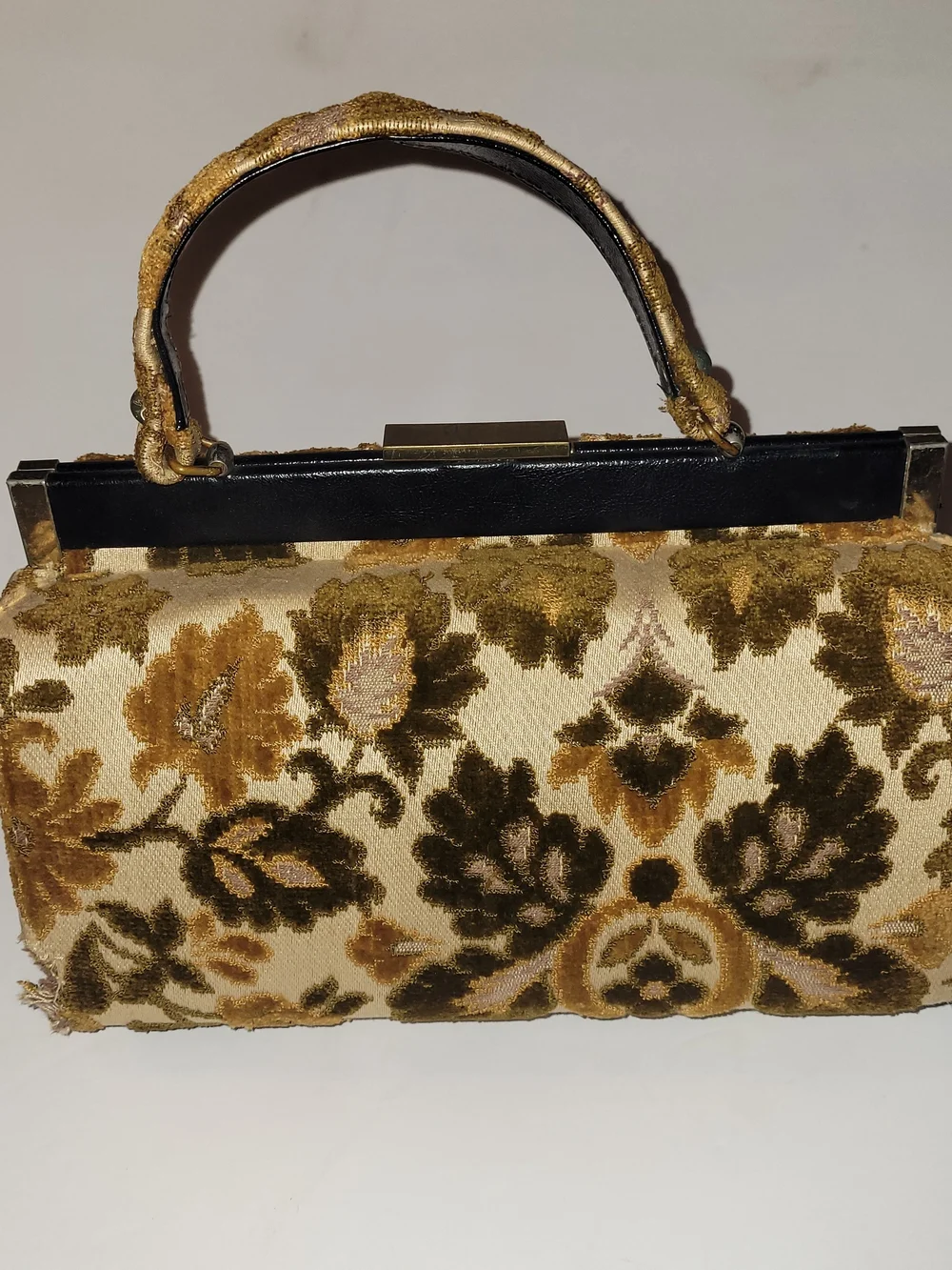 Vintage Meyer's Floral Carpet Velvet Top-Handle Bag
